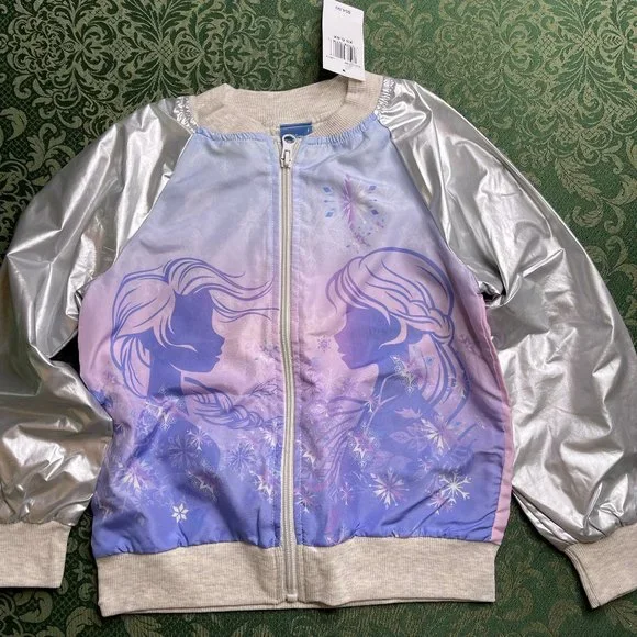 nWT 6 6x frozen $54 satin bomber jacket elsa anna spring fall birthday easter